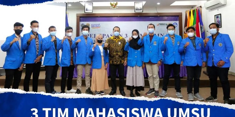 REKTOR UMSU MELEPAS 3 TIM MAHASISWA KE PEKAN ILMIAH MAHASISWA NASIONAL(PIMNAS) KE 33