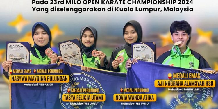 Atlet Karate UMSU Sabet 5 Medali  Kejuaran Internasional Milo Open Karate Championship 2024