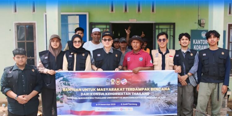 Mahasiswa Internasional UMSU Bersama Konsulat Kehormatan Thailand Salurkan Bantuan Kemanusiaan ke Aceh Tamiang