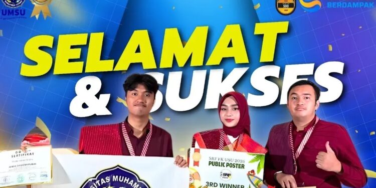 Mahasiswa FKIK UMSU Sabet Juara Poster Publik di SRF FK USU 2026
